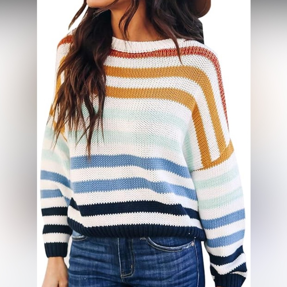 Lulus Colorblock Striped Sweater - Picture 1 of 5